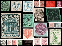 United States Locals, Mix of genuine stamps, reprints, and forgeries