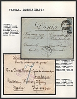 1917 Commercial Cover bearing 20 Kop. Postage, postmarked Slobodskoi, with Viatka Transit Cancel, to the Danish Red Cross in Copenhagen, Denmark. VIATKA Censorship: violet rectangle (52 x 19 mm) reading in 3 lines