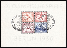 1936 Third Reich, Germany, Souvenir Sheet (Mi. Bl. 6, Berlin Olympia - Stadion XI Olympiad 1936 (5.08.36), CV $120)