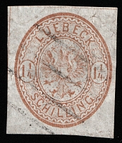 1864 1,25s Lubeck, German States, Germany (Mi 13b, Canceled, CV $100)