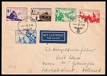 1944 (1 Mar) French Legion, Germany, Fieldpost Airmail Cover to The Netherlands franked with full set of Mi. VI - X