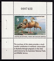 1989 5$ Duck Stamp, Australian Wetlands Conservation, Australia (Plate Number, MNH)