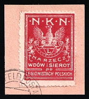 1915-17 'NKN' on piece, for Widows and Orphans, Military Mail, Poland (Fi. 6, Certificate, Used, CV $60)