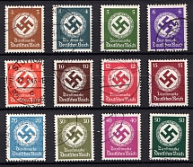 1942-44 Third Reich, Germany, Official Stamps (Mi. 166 - 177, Full Set, Canceled, CV $710)