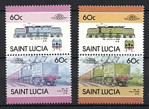 1986 60c Saint Lucia, British Commonwealth, Pairs (Color Error, Print Error, MNH)