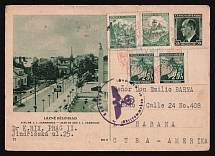 1940 (23 May) Bohemia and Moravia, Germany, Postcard from Praga to Habana (Cuba) franked with Mi. 23, 26, 39, 360