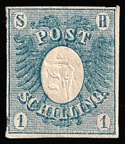 1850 1s Schleswig, German States, Germany (Mi 1c, CV $1,100)