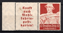 1934 12pf Third Reich, Germany, Se-tenant, Zusammendrucke, Pair (Mi. W 101, Margin, CV $30)