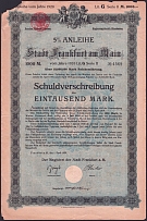 1920 (1 Apr) Frankfurt, Weimar Republic, Germany, 5% Bond for 1000 Marks