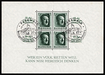 1937 Third Reich, Germany, Souvenir Sheet (Mi. Bl. 9, Canceled, CV $120)