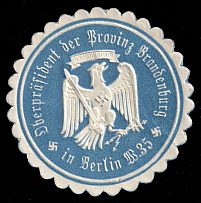 Berlin, The Supreme President of the Provinc of Brandenburg, Mail Seal Label, Germany