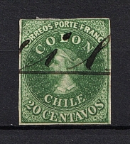 1861-62 20c Chile (Canceled, CV $80)