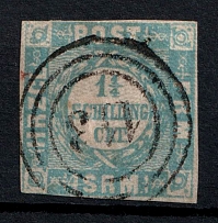 1864 1 1/4s Schleswig, German States, Germany (Mi. 6, Canceled, CV $100)