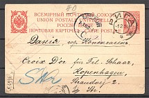 1916 Russia WWI Postcard Censorship Censor Postcard (Riga - Copenhagen)