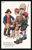 1914-18 'Pull us chestnuts out of the fire' WWI European Caricature Propaganda Postcard, Europe