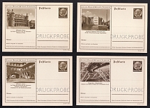 1935 Hindenburg, Third Reich, Germany, 4 Postal Cards (Proofs, Druckproben)
