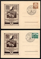 1938 (15 Oct) 60th Anniversary of the Association of Consumers of Postage Stamps, Frankfurt, Third Reich, Germany, Swastika, Postcards with Rare Propaganda Commemorative Postmarks