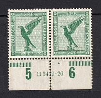 1926-27 5pf Weimar Republic, Germany Airmail (Control Number, Pair, CV $60, MNH)