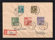 1946 Germany Soviet Russian Occupation Zone Welmar mixed franking R cover with imperf Thuringen stamps CV 160 EUR