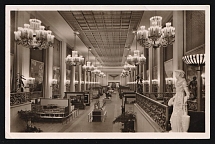 1937 'Exposition Internationale Paris. The German House - Exhibition Hall. Le Pavillon Allemand - Hall d'Exposition. The German House - Exhibiton-Hall', Propaganda Postcard, Third Reich Nazi Germany