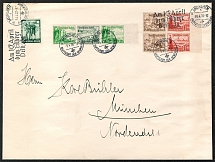 1938 Munich Cover franked with strip and block from Ships set