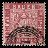 1861 9k Baden, German States, Germany (Mi 12, Canceled, CV $260)