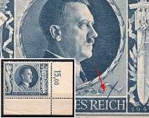 1943 Third Reich, Germany (Mi. 846 II, Long Diagonal Line over 'I' in 'REICH', Plate Number, Corner Margin, CV $170, MNH)