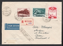 1950 (1 Mar) USSR Russia Registered Airmail cover from Moscow to Bern, paying 2R 50k