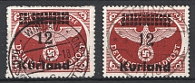 1945 12pf Kurland, German Occupation, Germany (Mi. 4 A, 4 B, Signed, Canceled, CV $140)