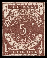 1861 5c New Orleans, Southern Confederate States, United States (Reprint or forgery of Sc 62X3)