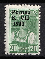 1941 20k Parnu (Pernau), German Occupation of Estonia, Germany (Mi. 8 I var, SHIFTED Overprint, Signed, CV $100+, MNH)