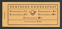 1958-60 Booklet with stamps of German Federal Republic, Germany in Excellent Condition (Mi. 4 Y II, 2 x Mi. 285, 2 x Mi. 179, 2 x Mi. 183, 3 x Mi. 185, 1 x 182, CV $120)