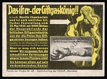 1933-1945 NSDAP Nazi Rare Propaganda, 'Dasifrer-the Poison Gas King!!', Slogan of The Week, Germany