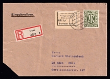 1945 (7 Dec) 12pf Unna (Westphalia), Germany Local Post, Registered Cover to Koln (Mi. 3, CV $100)