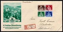 1936 Third Reich, Germany, Registered Cover Lauenstein - Wiesbaden (Mi. 617 - 620, Full Set)