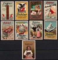 Tobler Chocolate Company, Switzerland, International Format, Munich, Germany, Stock of Cinderellas, Non-Postal Stamps, Labels, Advertising, Charity, Propaganda (MNH)
