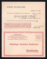 1917 (28 Jan) Sweden, Joint-Stock Company Stockholms Handelsbank, Military Censorship, Postcard for Prisoners of War