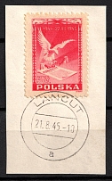 1945 (21 Aug) 3zl on piece, Republic of Poland (Fi. 373, Mi. 406, Full Set, Canceled, CV $30)
