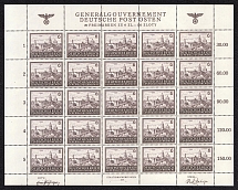 1943-44 6z General Government, Germany, Full Sheet (Mi. 115, MNH)