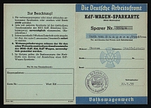 1939 'The German Labor Front', Savings Card, Nazi Germany