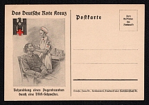 1923-1945 'The German Red Cross. Treatment of an Eye Patient By a DRK Nurse', Propaganda Postcard, Third Reich Nazi Germany