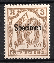 1905 3pf German Empire, Germany (Mi. 10 SP, Specimen, Signed)