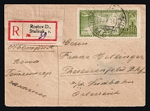 1935 Russia USSR Rostov-on-Don registered cover fr. 1932 1r Air Post 2nd International Polar Year to Austria