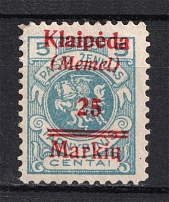 1923 25M Klaipeda Memel, Germany (SHIFTED Overprint, Print Error)