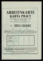 1940 (20 Dec) Third Reich, Germany, Work Card