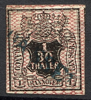 1856-57 Hanover Germany 1/30 Th (CV $50, Cancelled)