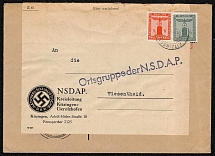 1943 Official cover franked with Sc S17 and S19 sent on 19 January from the NSDAP