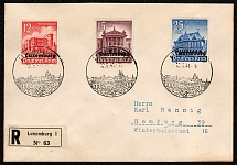 1941 German Occupation Luxembourg Official Cover with Scott Nos. NB7-NB9, cancelled in Luxembourg