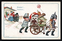 1914-18 'Evicted' WWI European Caricature Propaganda Postcard, Europe