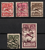 1924 Danzig Gdansk, Germany, Airmail (Mi. 202 - 206, Full Set, Canceled, CV $70)